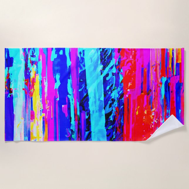 Color Bursting Pattern Beach Towel (Front)