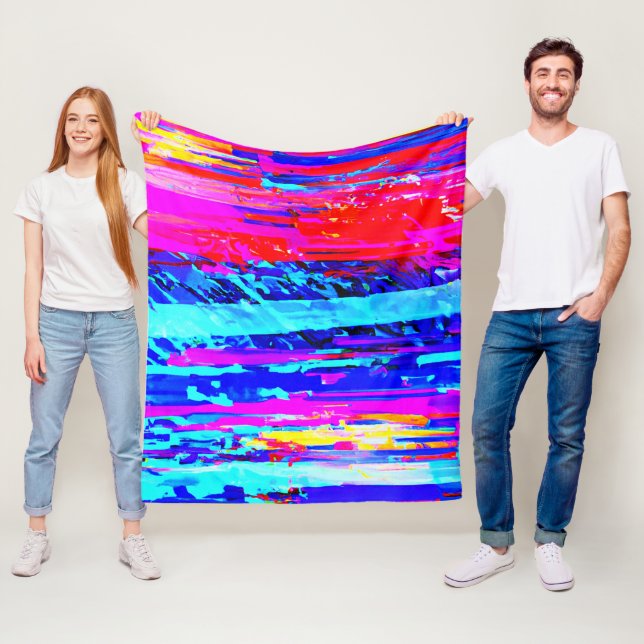 Color Bursting Pattern Fleece Blanket (In Situ)