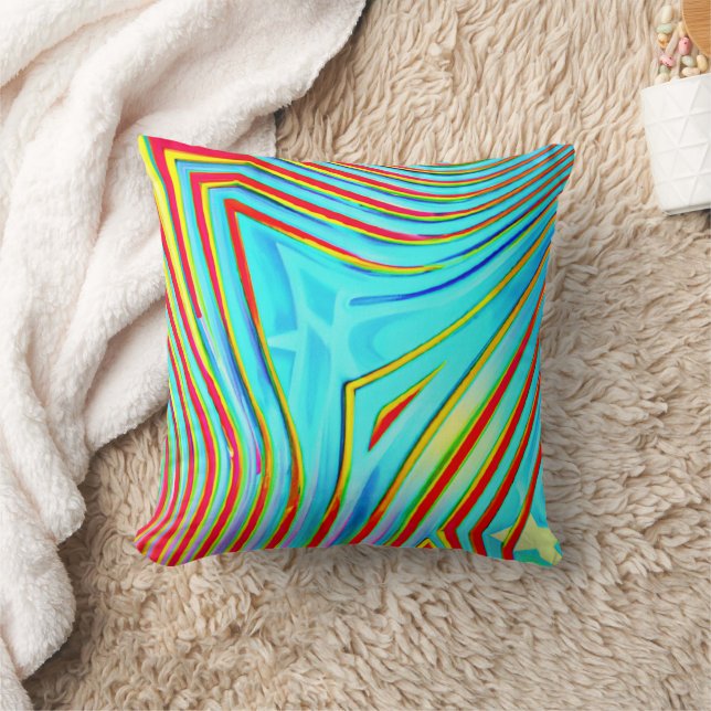 Color Bursting Pattern Throw Pillow (Blanket)