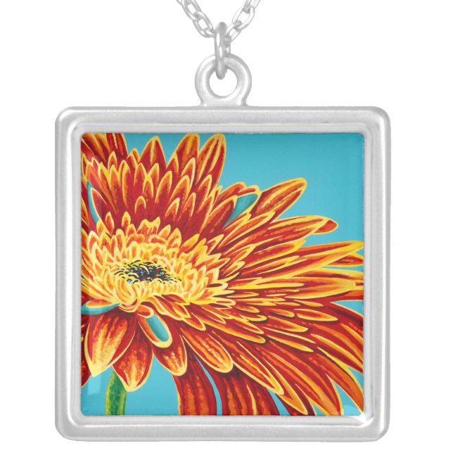 Color Bursts I Silver Plated Necklace (Front)