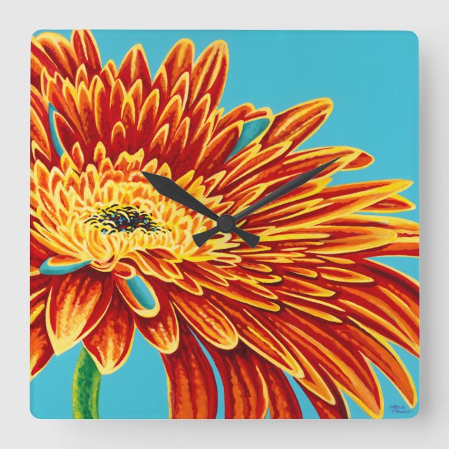 Color Bursts I Square Wall Clock (Front)