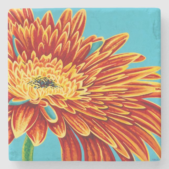 Color Bursts I Stone Coaster (Front)