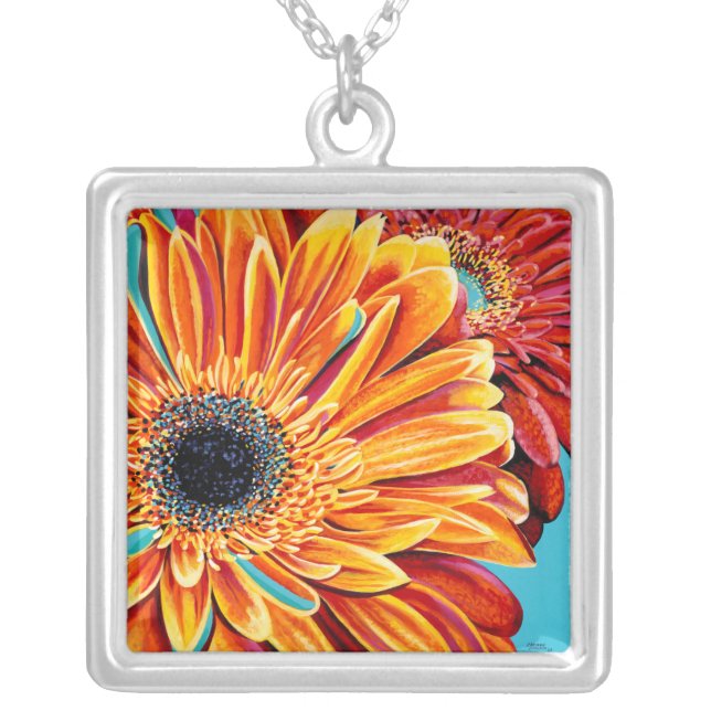Color Bursts II Silver Plated Necklace (Front)