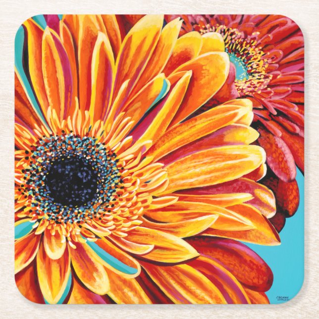 Color Bursts II Square Paper Coaster (Front)