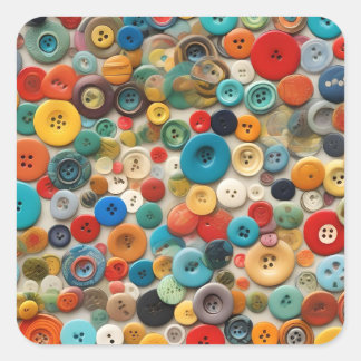 Color buttons for sewing. square sticker