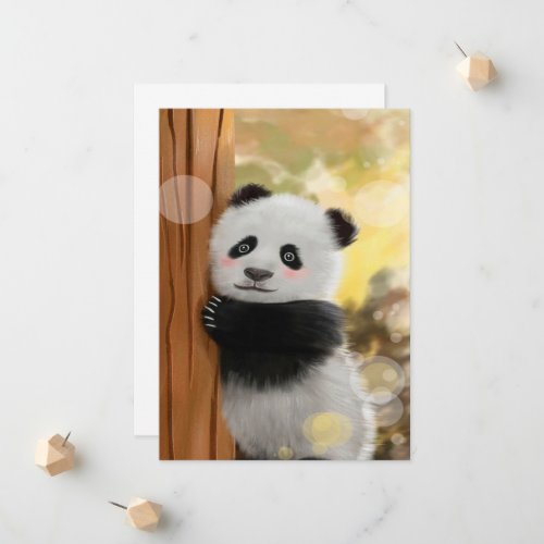 Color Cartoon Panda  Funny Cute Gift Announcement