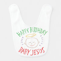 Color Chalk - Happy Birthday Jesus - Christmas Bib