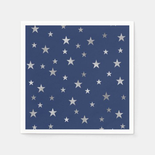 Color Change Background with Faux Silver Stars Paper Napkins