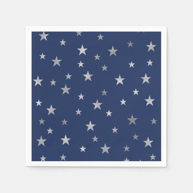 Color Change Background with Faux Silver Stars Paper Napkins (Front)