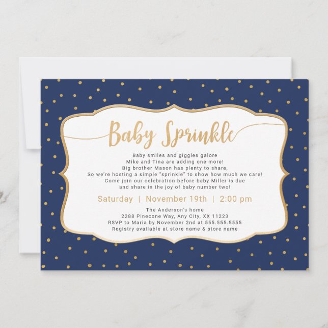 Color Changeable Baby Sprinkle gold confetti Invitation (Front)