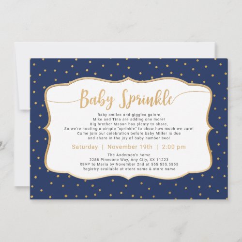 Color Changeable Baby Sprinkle gold confetti Invitation