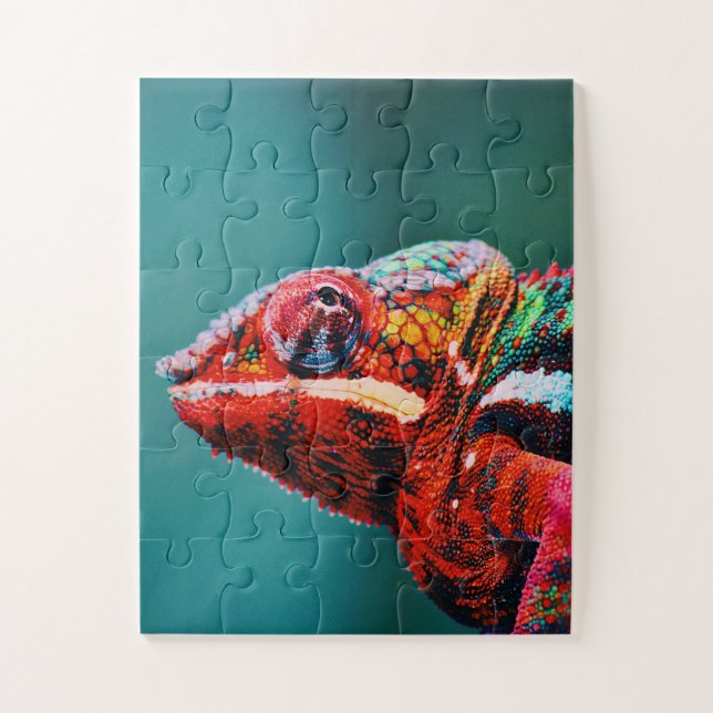 Color Changing Rainbow Chameleon Reptile Jigsaw Puzzle (Vertical)