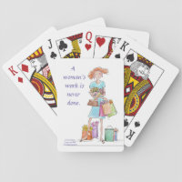 Color Charicature Working Woman Shopping Playing Cards