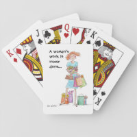 Color Charicature Working Woman Shopping Playing Cards