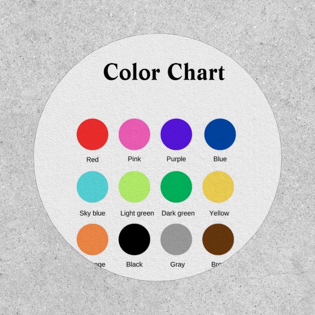 Color chart school teacher kids chart editable  patch (Front)