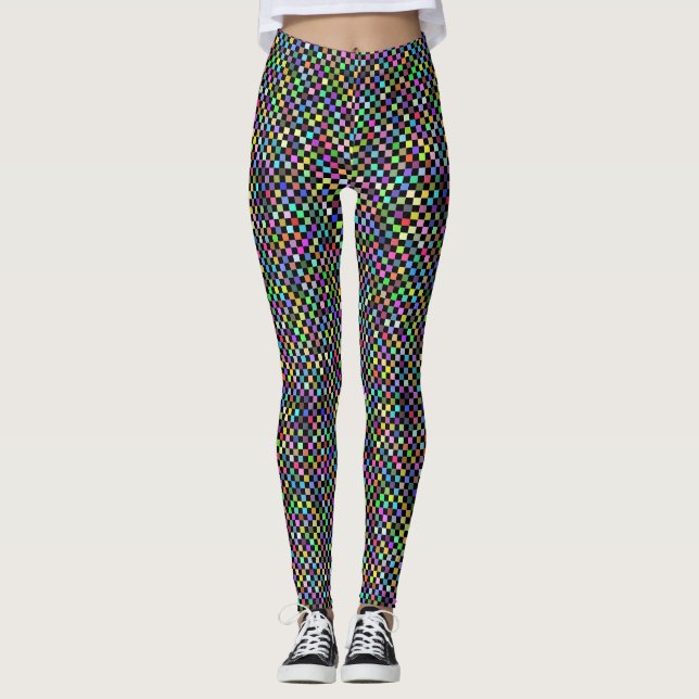 Color Clash Check: Dynamic Grid Leggings (Front)