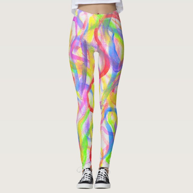 Color Cloud Swirls Leggings (Front)