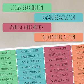 Color Coded Boy and Girl Skinny Font Waterproof Kids' Labels