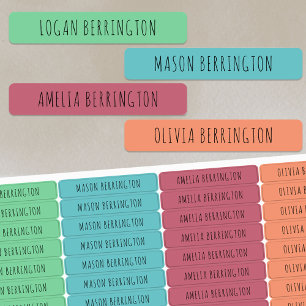 Color Coded Boy and Girl Skinny Font Waterproof Kids' Labels