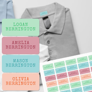 Color Coded Boy & Girl Typewriter Font Clothing Kids' Labels