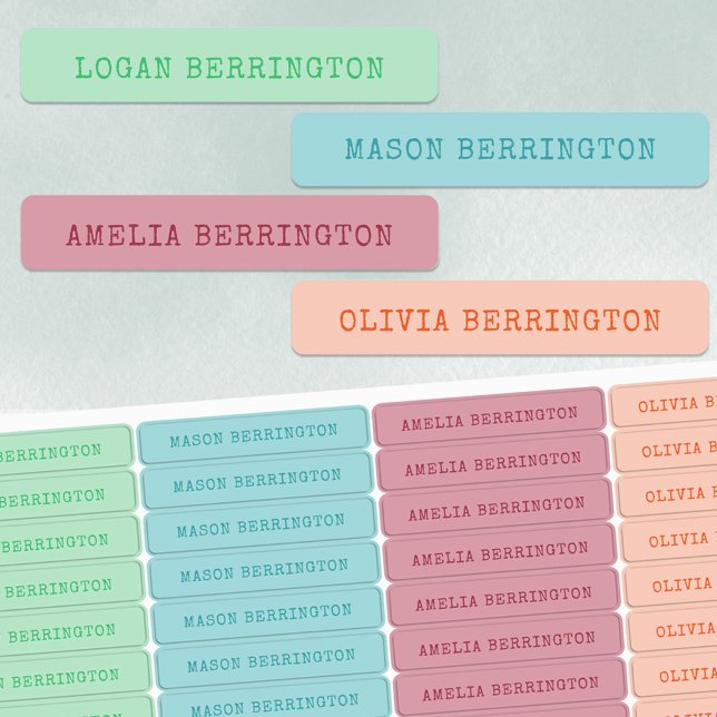 Color Coded Boy & Girl Typewriter Font Waterproof Kids' Labels (Creator Uploaded)