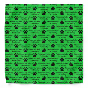 Color-coded dog paw print green friendly bandana