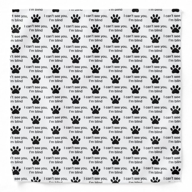 Color-coded dog paw print white blind bandana (Front)
