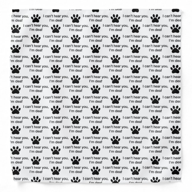 Color-coded dog paw print white deaf bandana (Front)