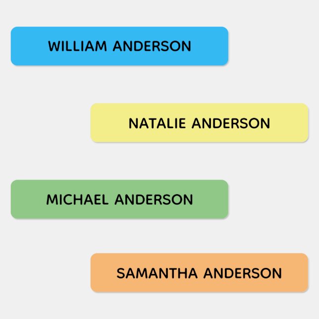 Color Coded Kids Waterproof Name Labels (Group)