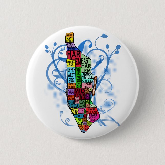 Color Coded Manhattan Map Button (Front)