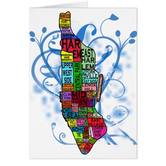Color Coded Manhattan Map Cards (Front)