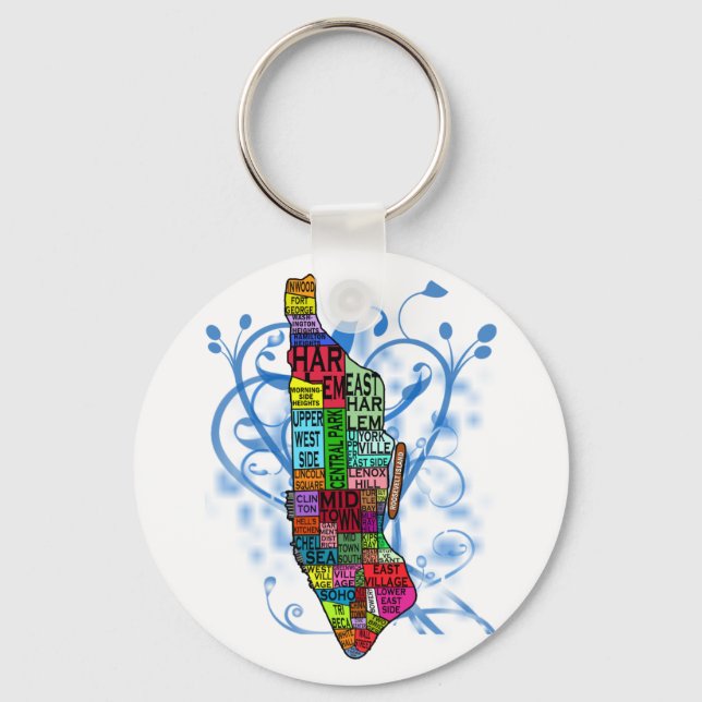 Color Coded Manhattan Map Keychain (Front)