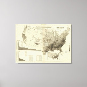 color coded population by counties canvas print
