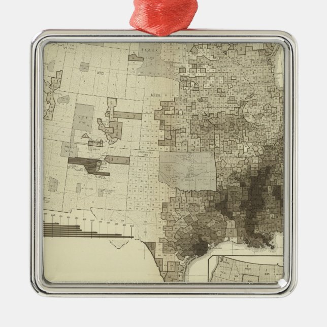 color coded population by counties metal ornament (Front)