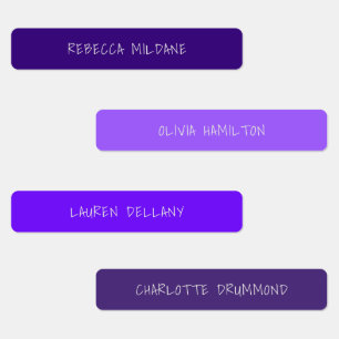 Color Coded Typography Name Waterproof Purple Kids' Labels