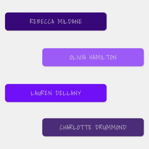 Color Coded Typography Name Waterproof Purple Kids Labels
