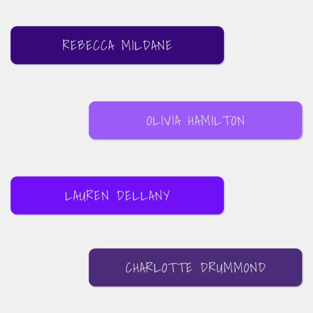 Color Coded Typography Name Waterproof Purple Kids' Labels (Group)