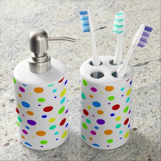 Color, colorful asymetric polka dots pattern bath set