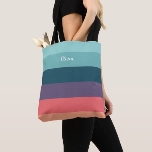 Color Combos Stripe Monogram Tote Bag