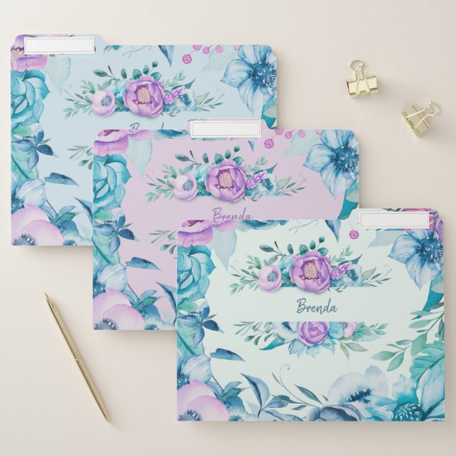 Color Coordinated boho floers frame File Folder (Set)