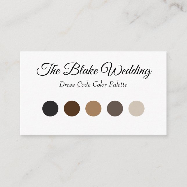 Color Coordinated Wedding Invitation Insert Cards  (Front)