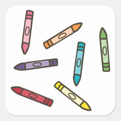Color Crayons Square Sticker