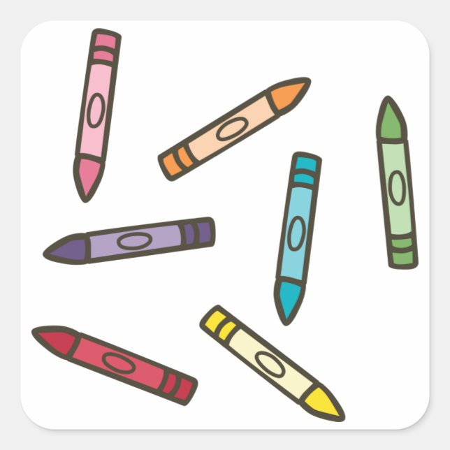 Color Crayons Square Sticker (Front)