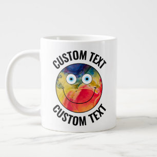 Color Crazy Custom Happy Face & Personalized Text  Giant Coffee Mug