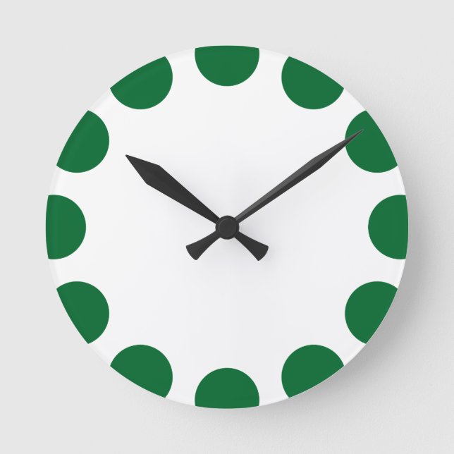 Color Crescent - Forest Green with White Round Clock (Front)