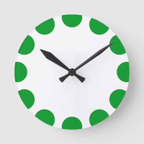 Color Crescent _ Grass Green with White Round Clock