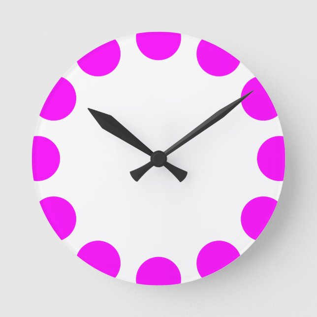 Color Crescent - Magenta and White Round Clock (Front)