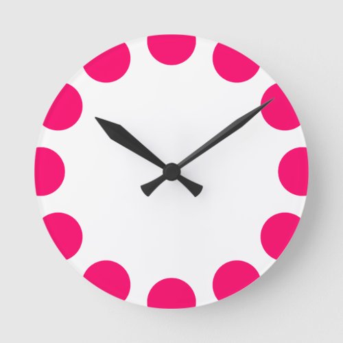 Color Crescent _ Neon Red with White Round Clock