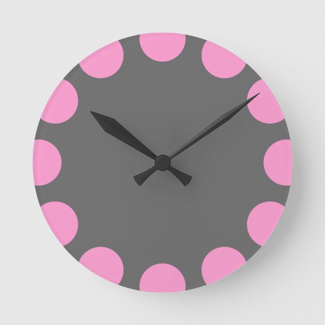 Color Crescent - Pink and Gray Round Clock (Front)