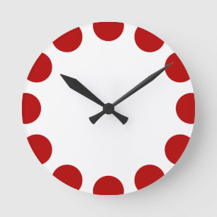 Color Crescent - Ruby with White Round Clock